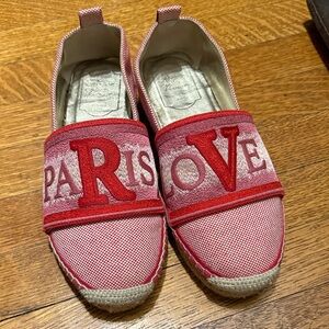 Roger Vivier Pink and Red 'PARIS LOVE'  Espadrilles